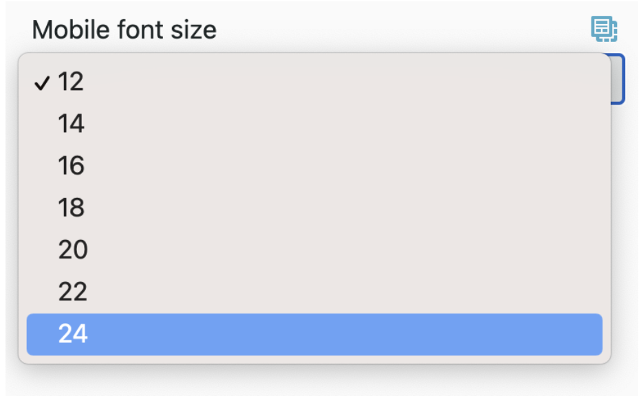 mobile font dropdown mobile font dropdown